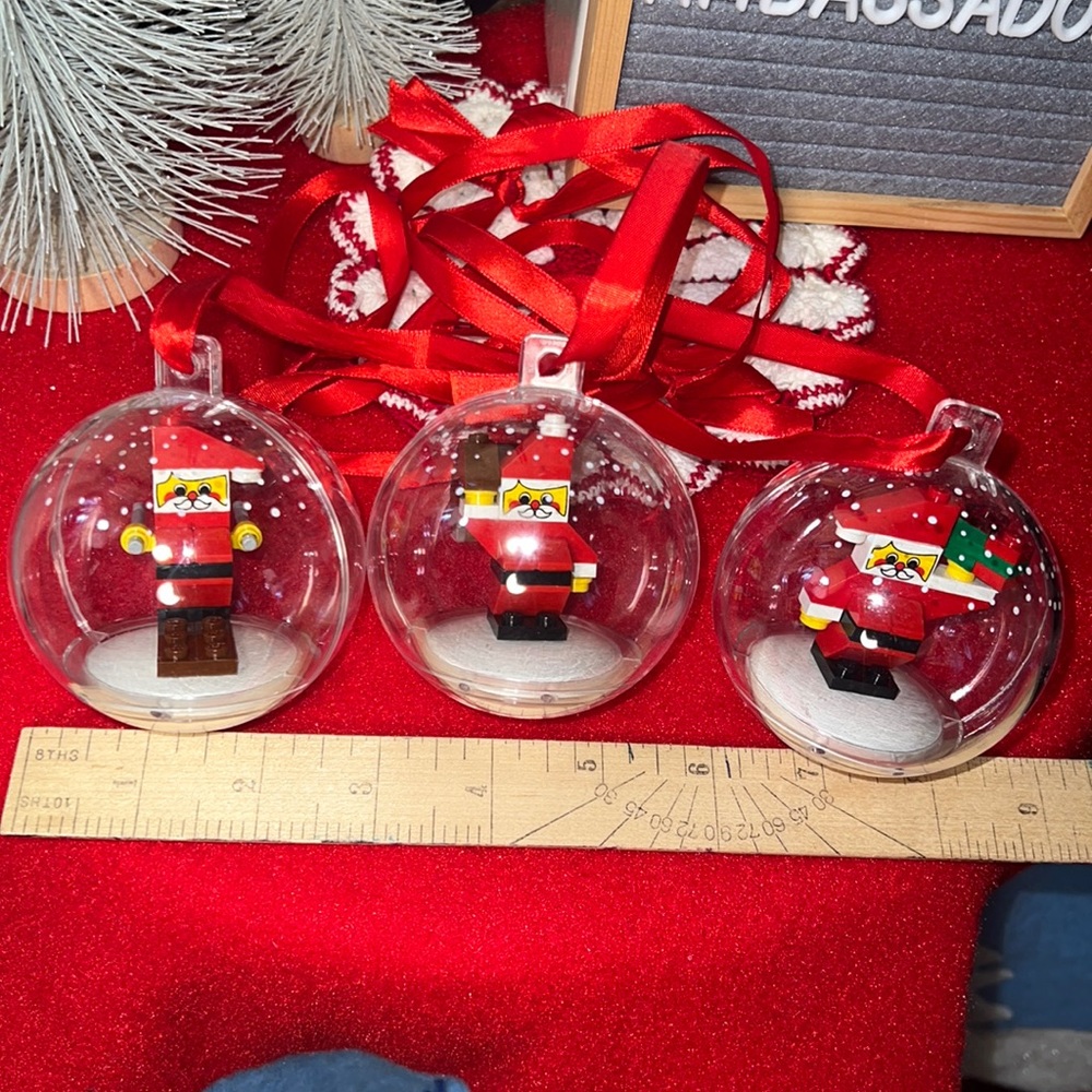 Vintage Lego Christmas Ornament Globes Set of 3